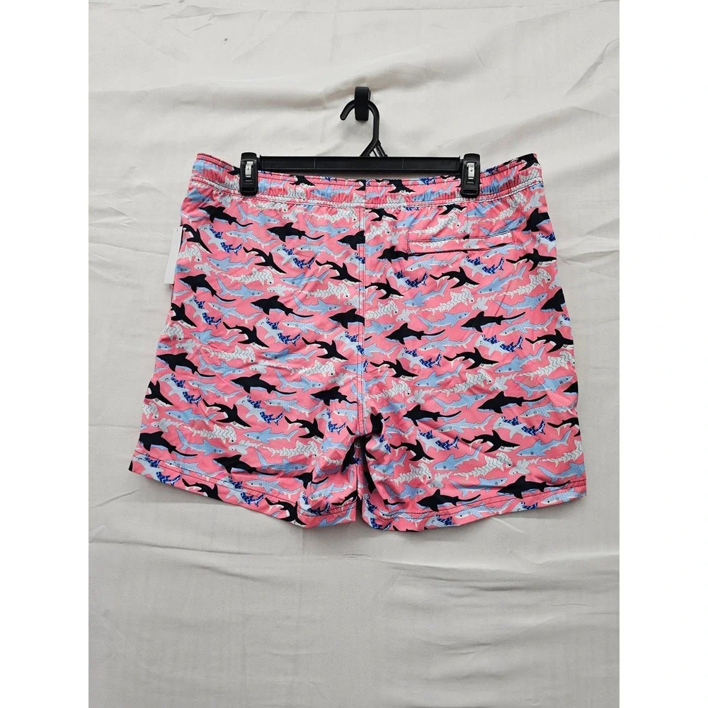 Member's Mark Mens Resort Swim Trunks Pink Polyester Blend Shark Casual Size XL